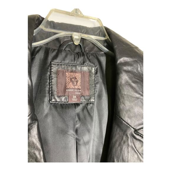 Anne Klein LEATHER Jacket Long Black - Picture 3 of 6